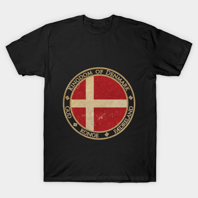 Vintage Kingdom of Denmark Europe European EU Flag T-Shirt by DragonXX